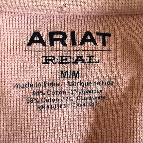 Ariat Pink Henley Long Sleeve Pullover Top Western Southwest Cuff M - Picture 9 of 10